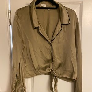 Aritzia silk top with front tie